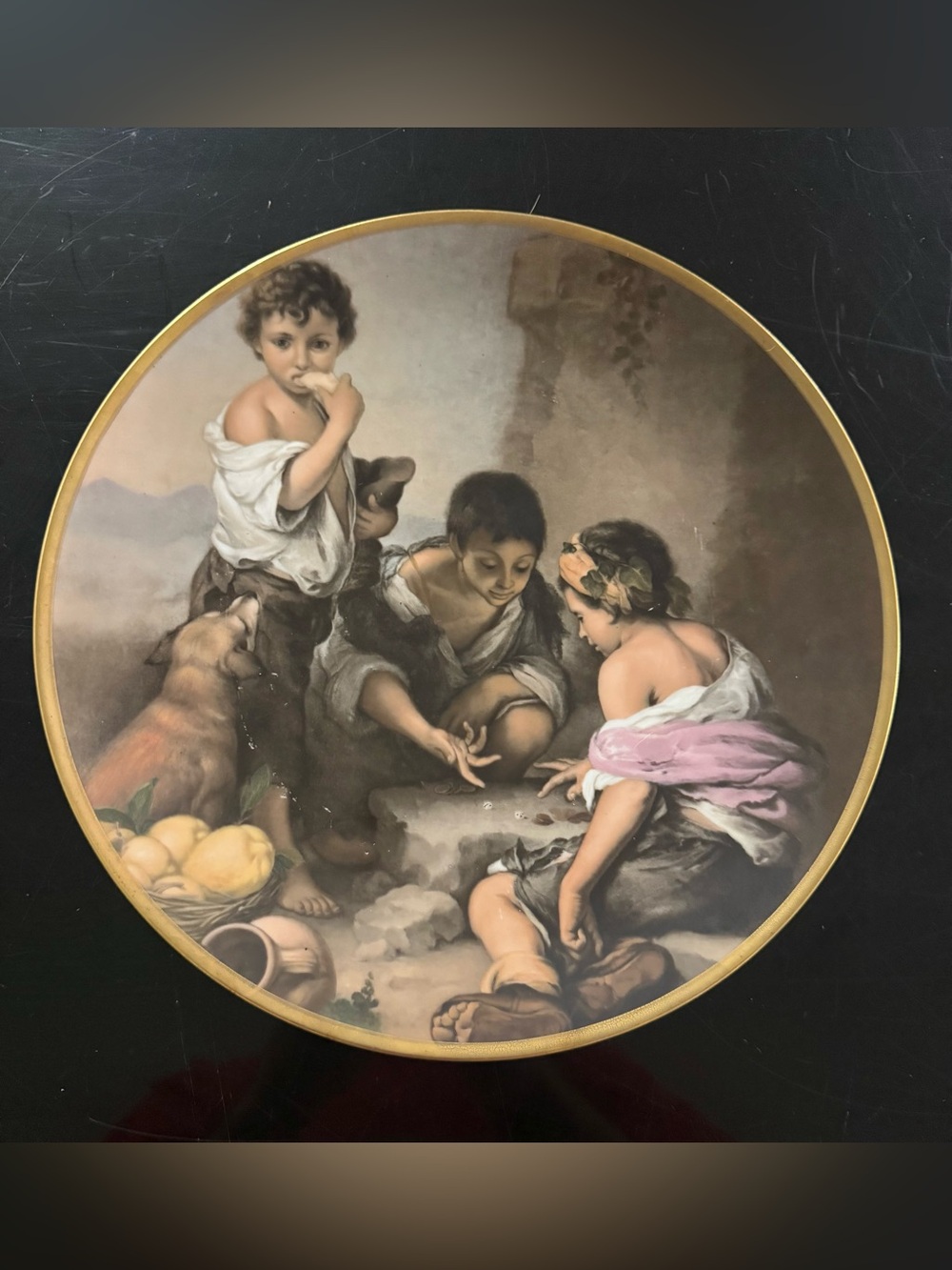 OTCO Bavaria JKWChildren Playing Dice" Plate Bartolomé Esteban Murillo Vintage